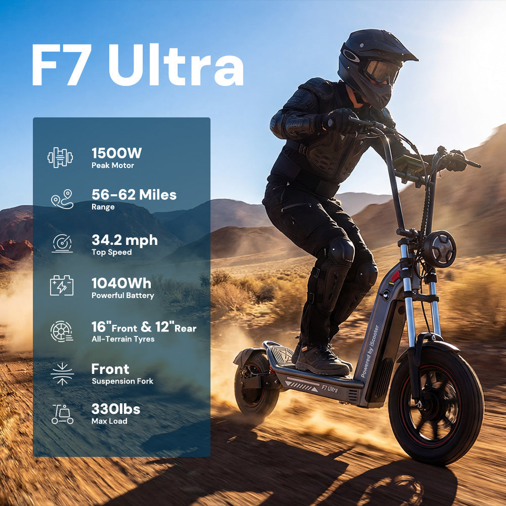 iScooter F7Ultra 1500W All-Terrain Electric Scooter with Removable Battery