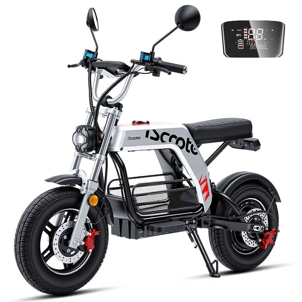 iScooter DX5Pro 2000W Electric Scooter with Seat & Large Basket - Moped Style